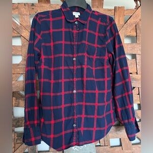 J. Crew Navy and Red Plaid Casual Shirt